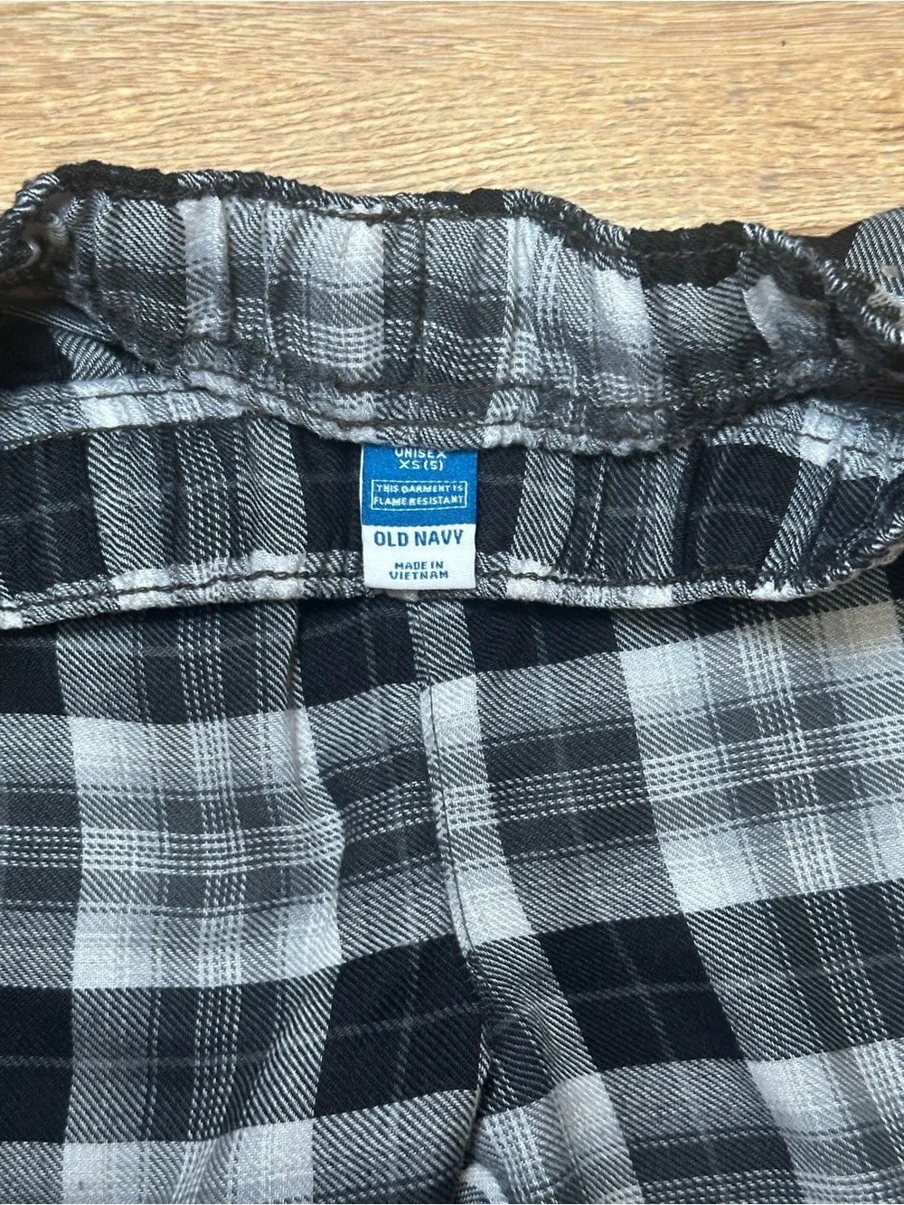 Old Navy Black and Gray Plaid Kids Pajama Bottoms